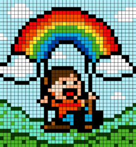 Coloriage Balançoire arc-en-ciel pour adulte à imprimer (numérotés)