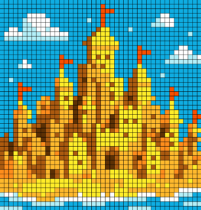 Coloriage Château de sable pour adulte à imprimer (numérotés)