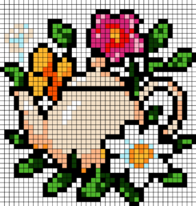 Coloriage Théière de printemps pour adulte à imprimer (numérotés)