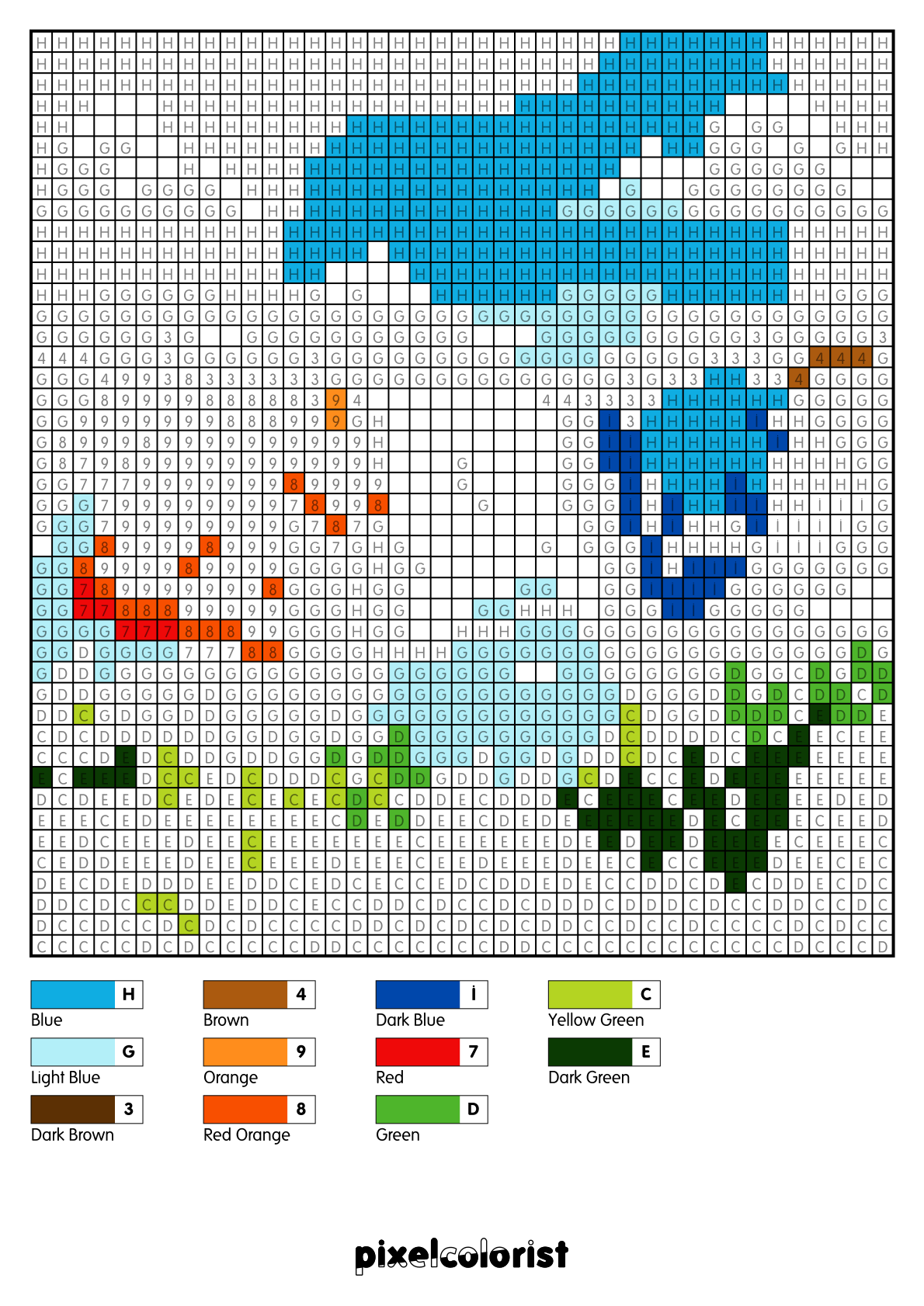 Summer Breeze free Color by Number for adults PDF page