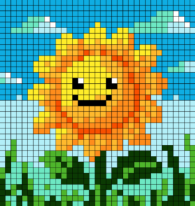Sunflower Smile Free Color by Number for adults PDF coloring page