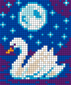 Swan Under The Moon Free Color by Number for adults PDF coloring page