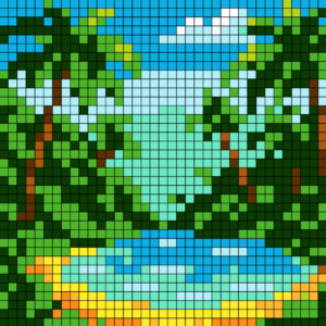Tropical Lagoon Free Color by Number for adults PDF coloring page
