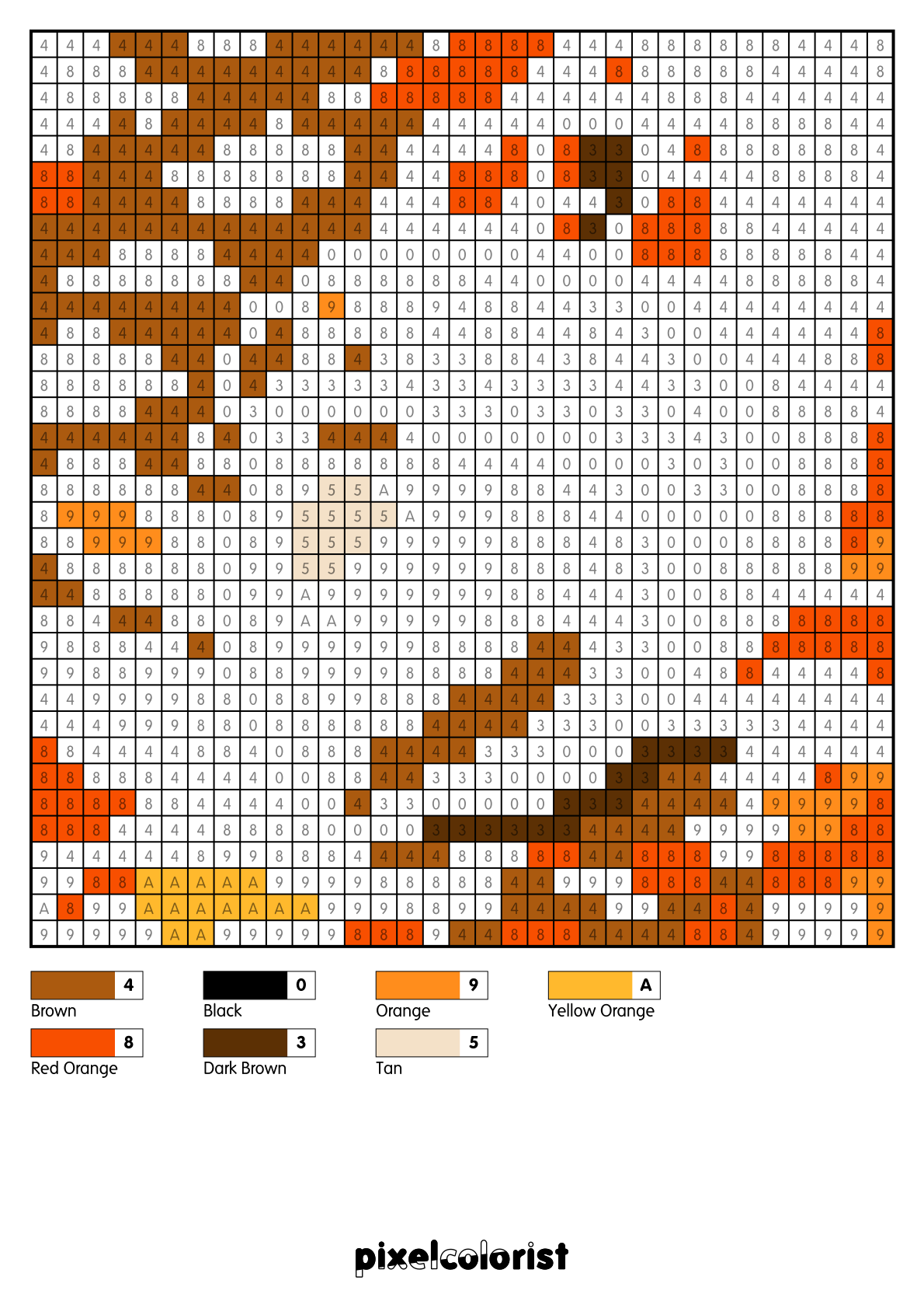 Acorn free Color by Number for adults PDF page