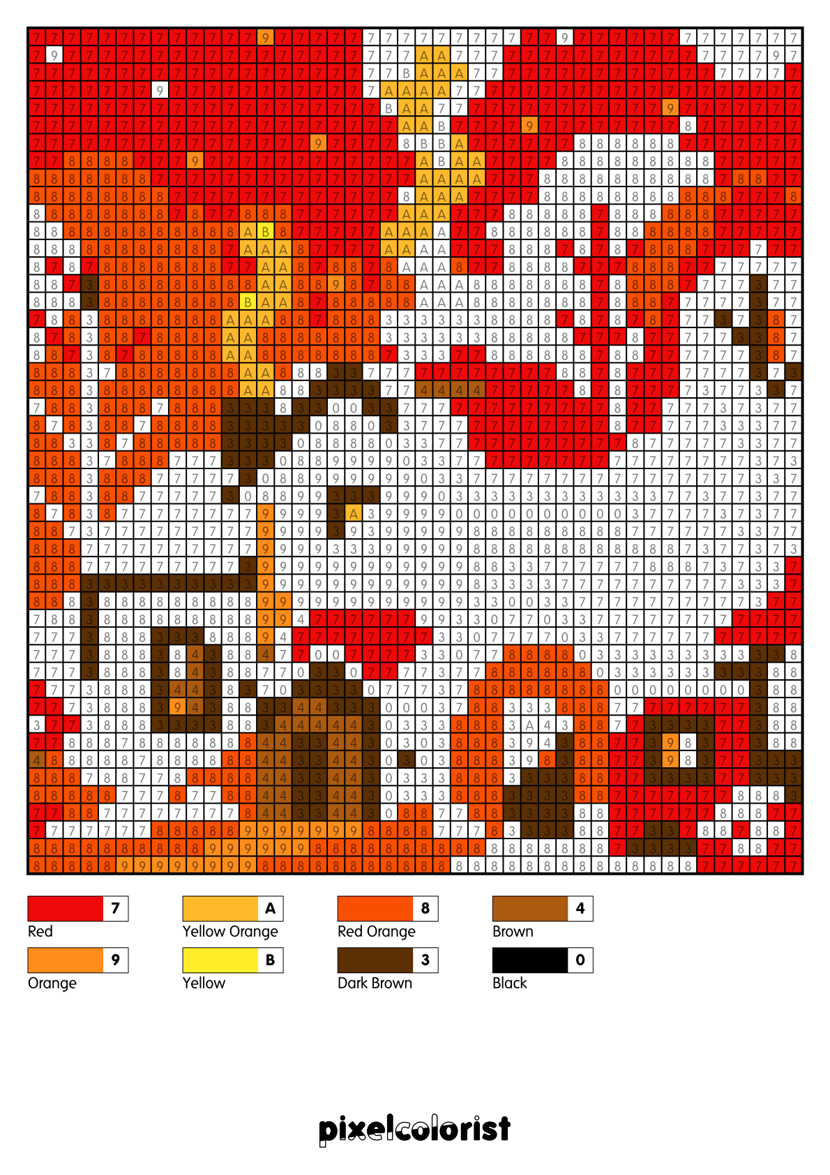 Autumn Village free Color by Number for adults PDF page