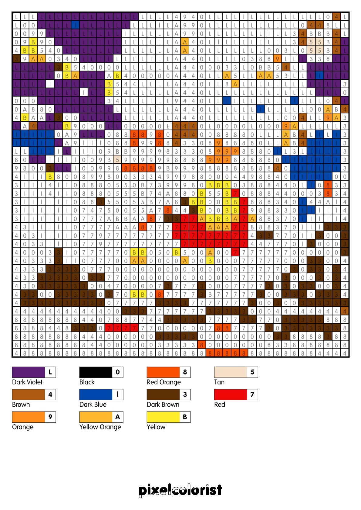 Candy Apple Monster free Color by Number for adults PDF page