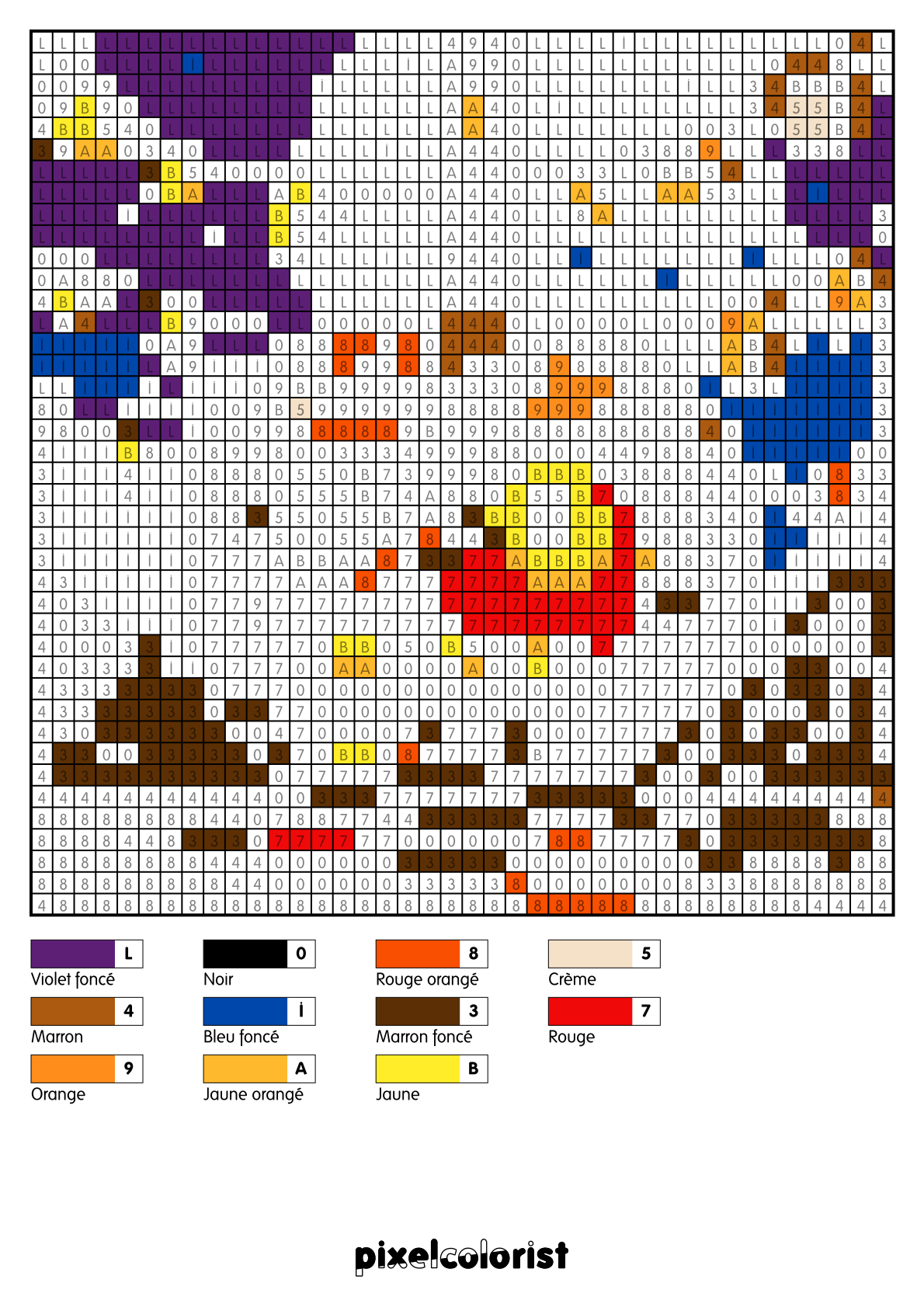 Coloriage Pomme d&rsquo;amour monstre pour adulte à imprimer (numérotés)