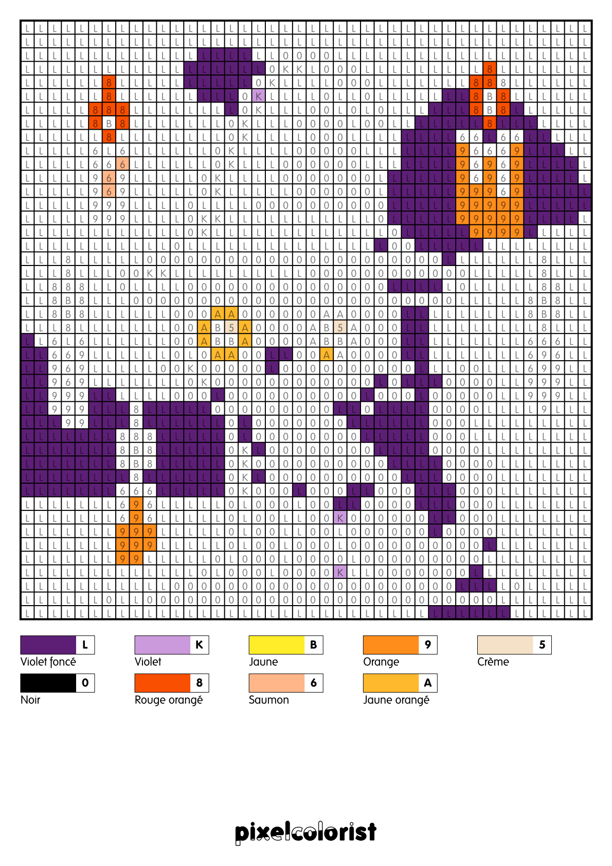 Coloriage Chat avec chapeau de sorcière pour adulte à imprimer (numérotés)