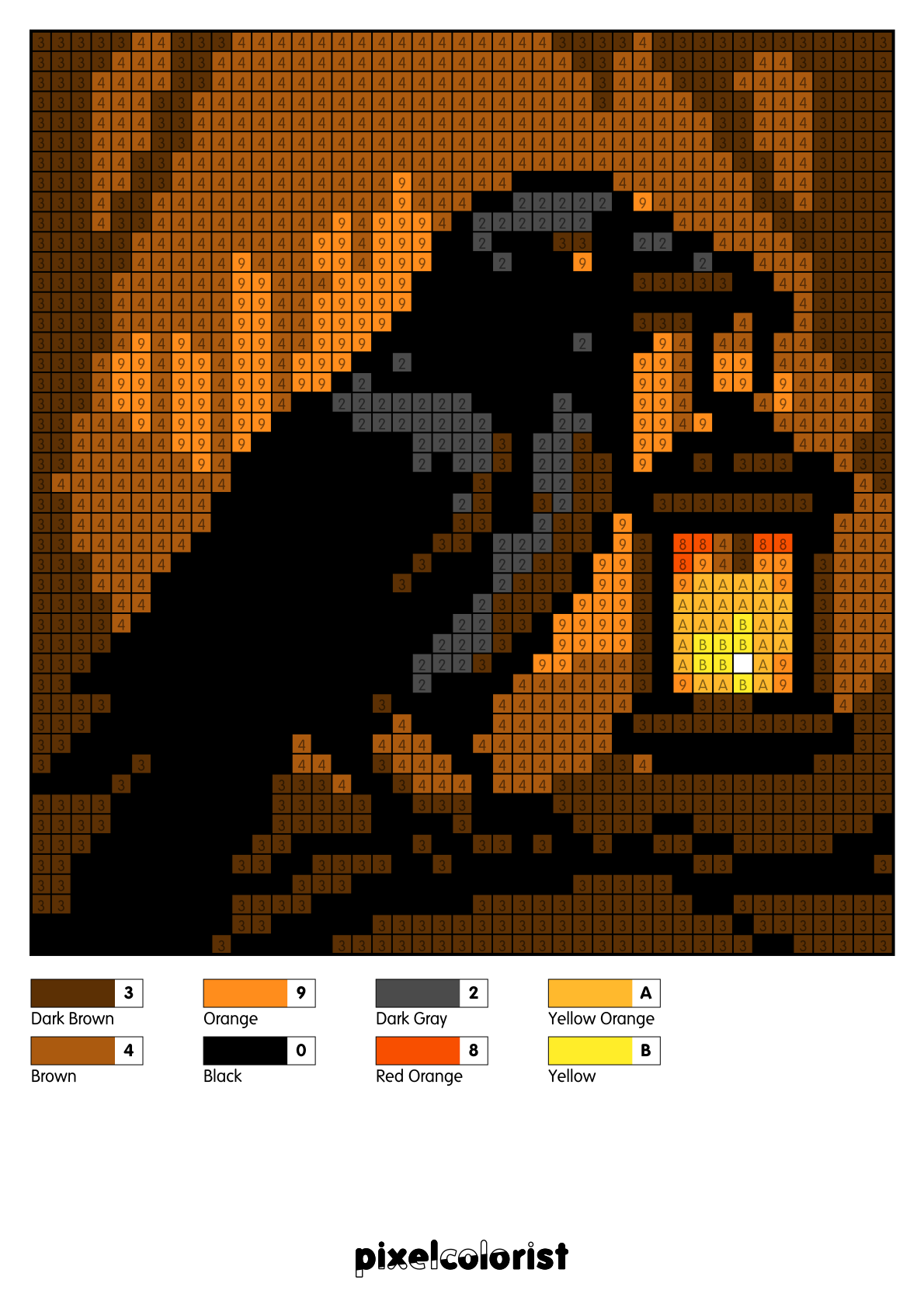 Crow with Lantern Pixel Color by Number for Adults - Pixelcolorist