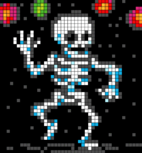 Dancing Skeleton Free Color by Number for adults PDF coloring page