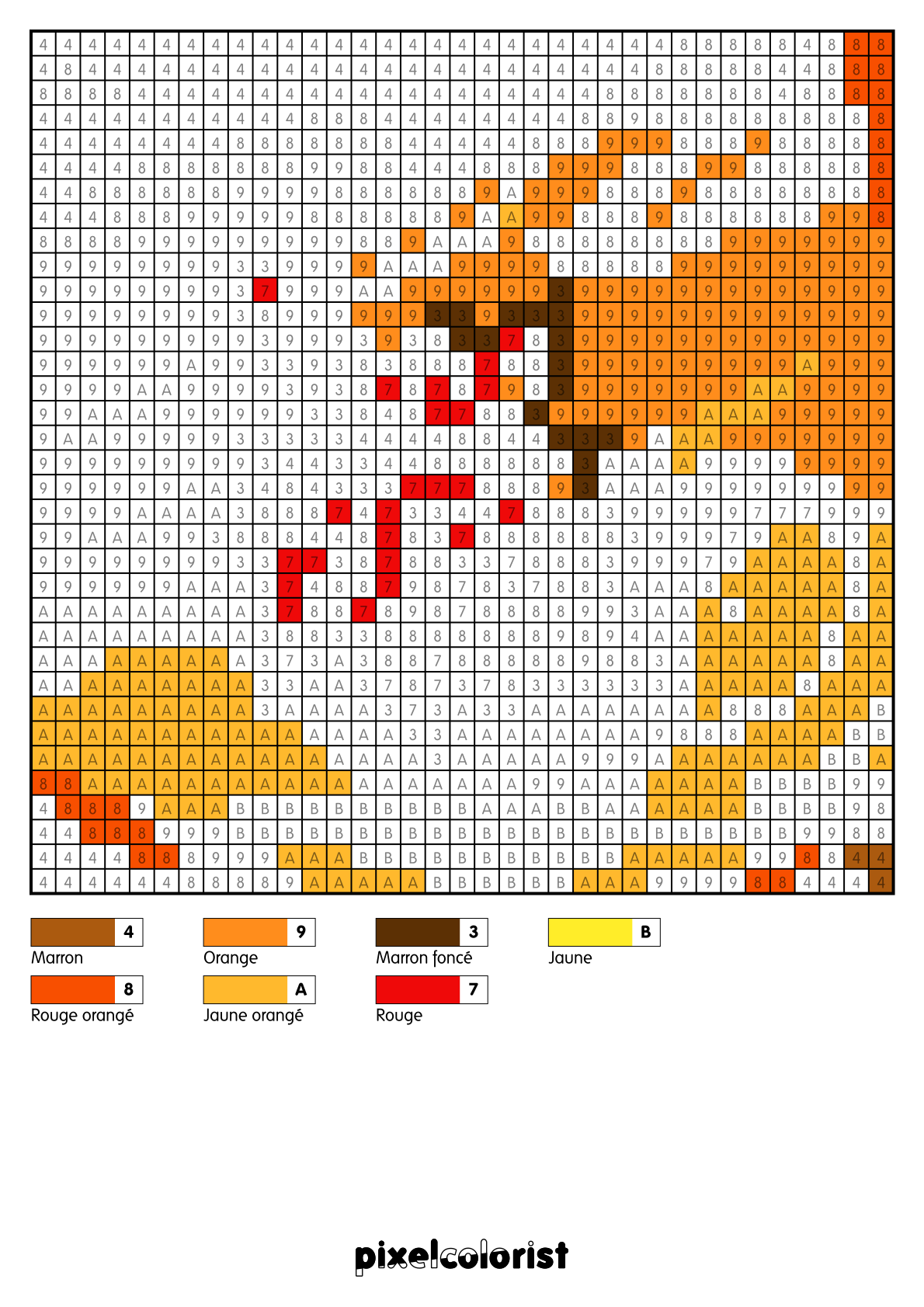 Coloriage Feuille d&rsquo;automne virevoltante pour adulte à imprimer (numérotés)