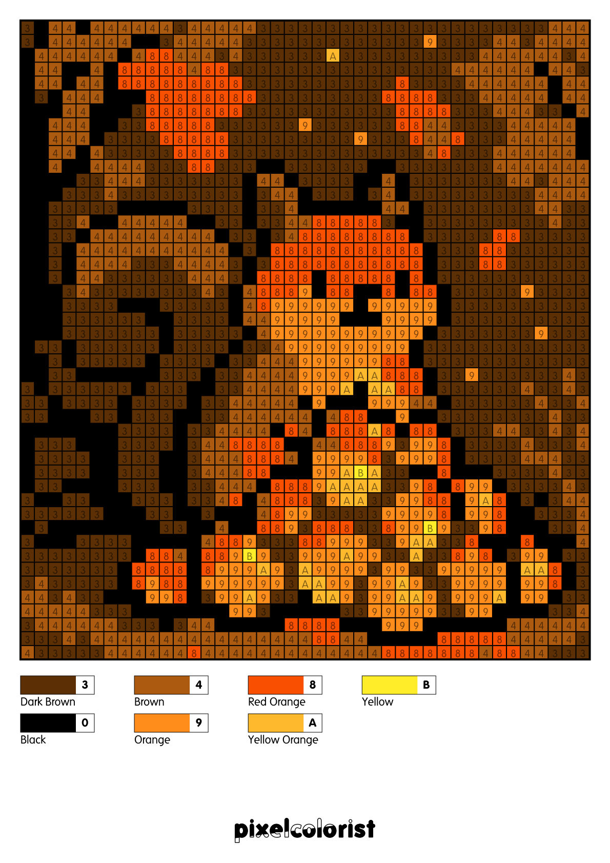 Golden Acorn Hoard Pixel Color by Number for Adults - Pixelcolorist