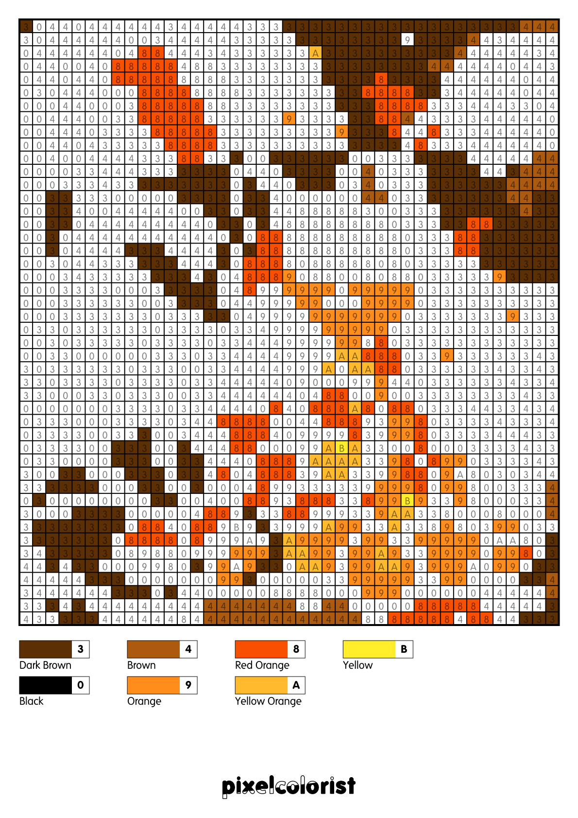 Golden Acorn Hoard free Color by Number for adults PDF page