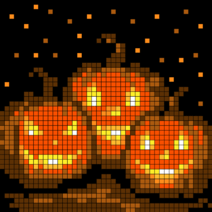 Trio de citrouilles d’halloween Free Color by Number for adults PDF coloring page