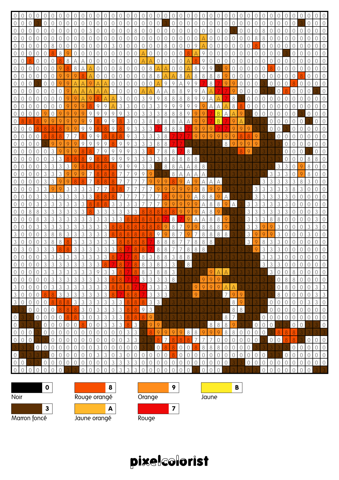 Coloriage Dragon de feuilles pour adulte à imprimer (numérotés)