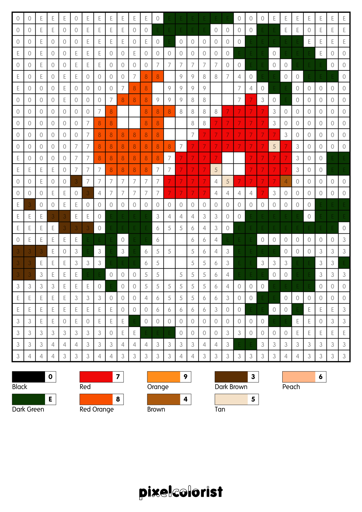 Mushroom free Color by Number for adults PDF page