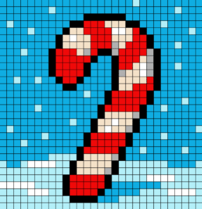 Candy Cane Free Color by Number for adults PDF coloring page
