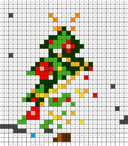 Christmas Tree Free Color by Number for adults PDF coloring page