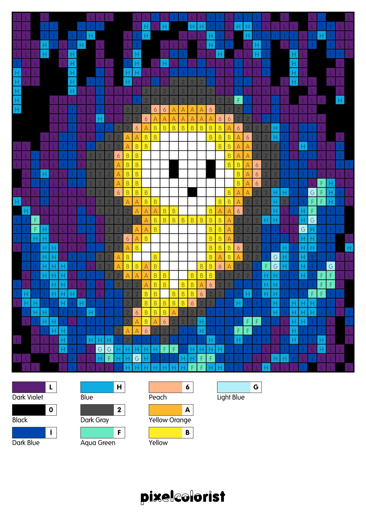 Crystal Cave Spirit free Color by Number for adults PDF page