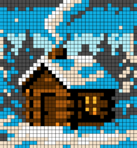 Log Cabin Free Color by Number for adults PDF coloring page