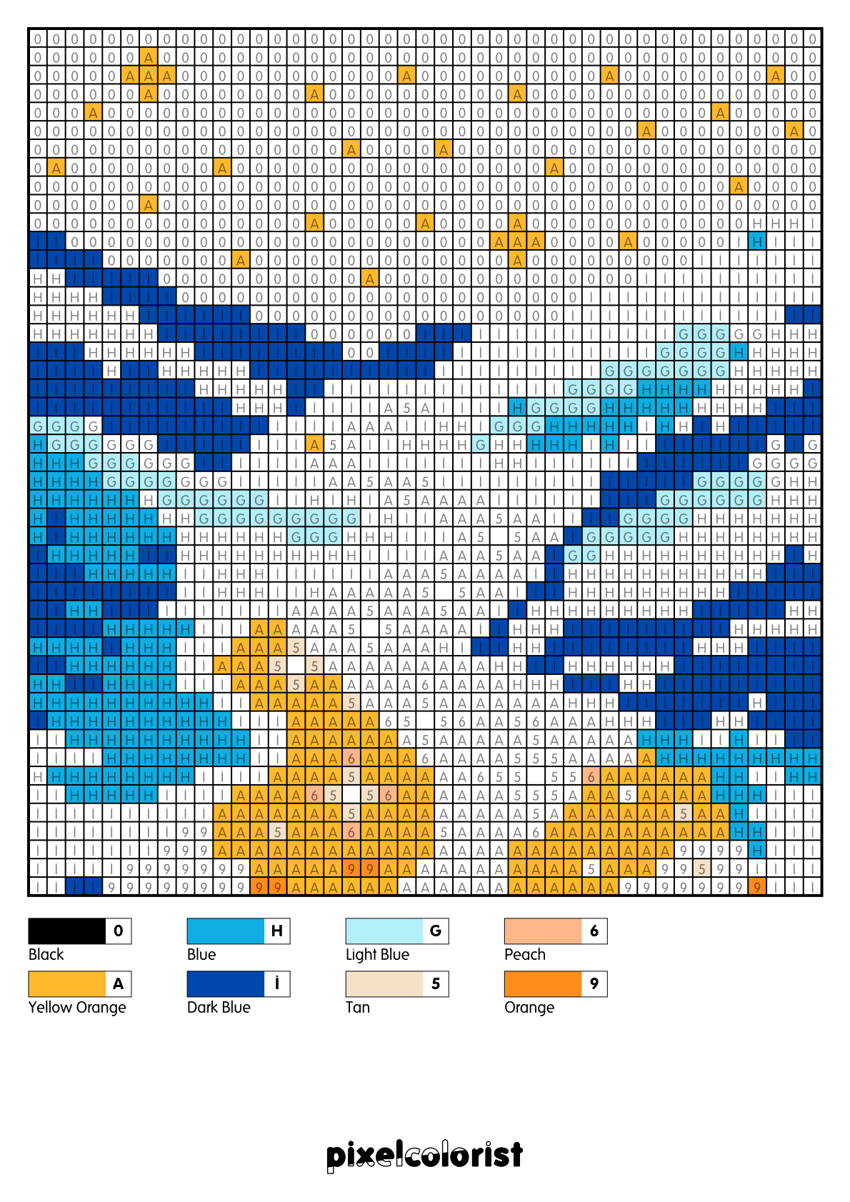Path Of Stars free Color by Number for adults PDF page