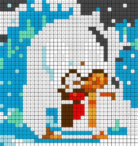 Penguin With Gift Free Color by Number for adults PDF coloring page