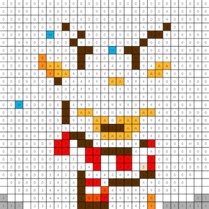 Reindeer With Scarf Free Color by Number for adults PDF coloring page