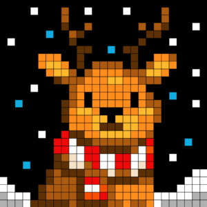 Reindeer With Scarf Free Color by Number for adults PDF coloring page