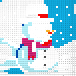 Snowman Free Color by Number for adults PDF coloring page