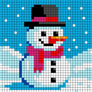 Snowman Free Color by Number for adults PDF coloring page