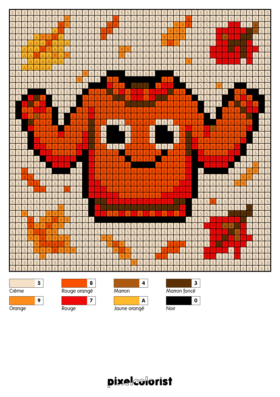 Coloriage pixel Pull avec des yeux à imprimer - Pixelcolorist